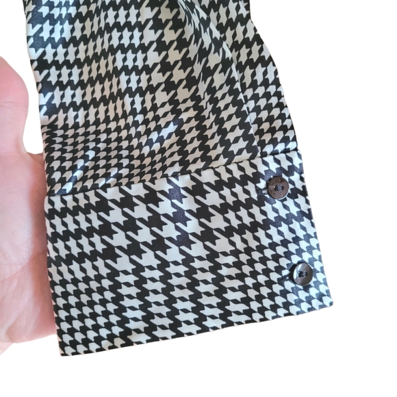 NWOT L'AGENCE Bensen Wrap Silk Houndstooth Blouse - Picture 10 of 13